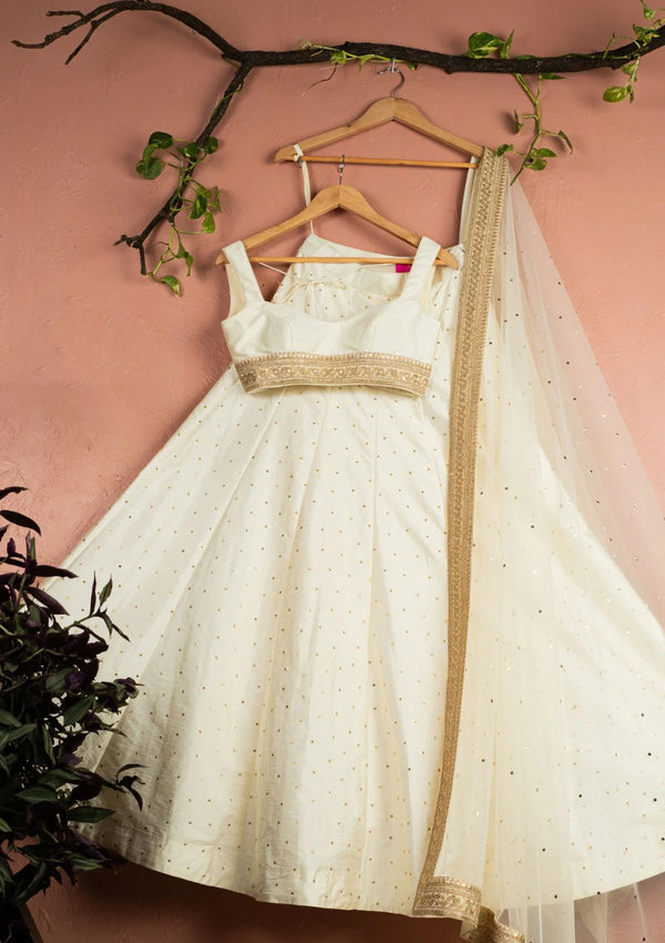 Ivory Stonework Lehenga Set