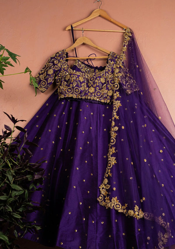 Enchanted Violet & Gold Lehenga Set