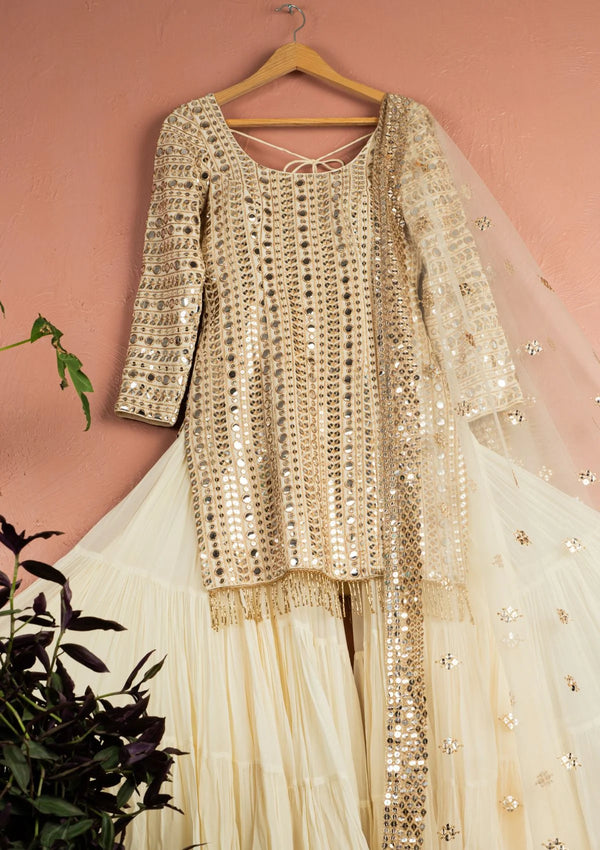 Ivory Reflection Kurta Sharara Set