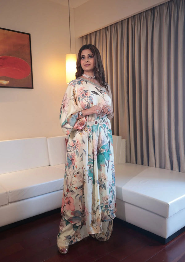Floral One Shoulder Kaftan Co-Ord Set