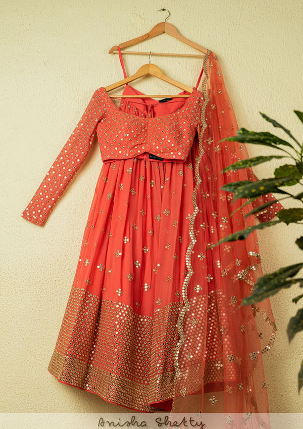 Sunset Orange Abla Lehenga Set