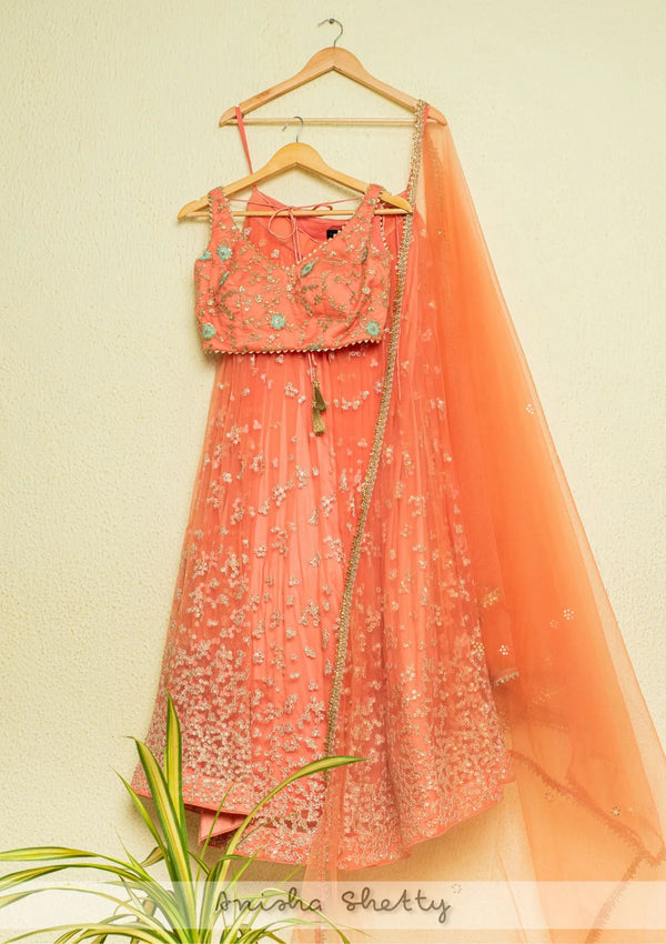 Melon Orange Lehenga Set