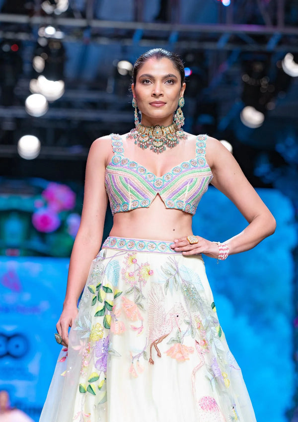 The Flamingo Flock Lehenga In Powder Yellow