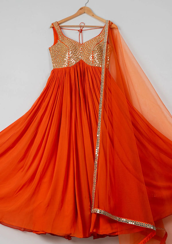 Persimmon Anarkali Set