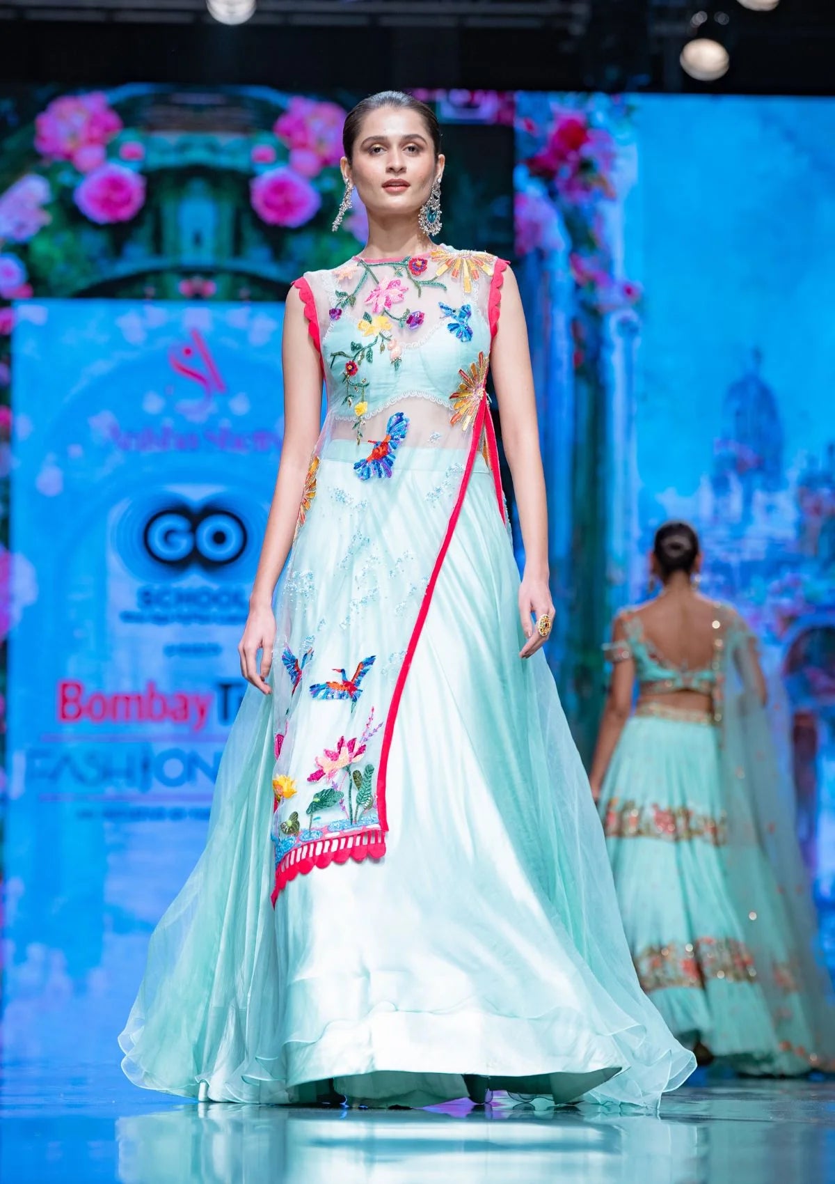 The Lotus Pond Kurta Lehenga Set in Aqua Green