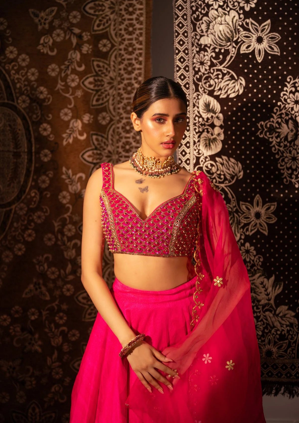 Raspberry Pink Ghungroo Blouse Lehenga Set