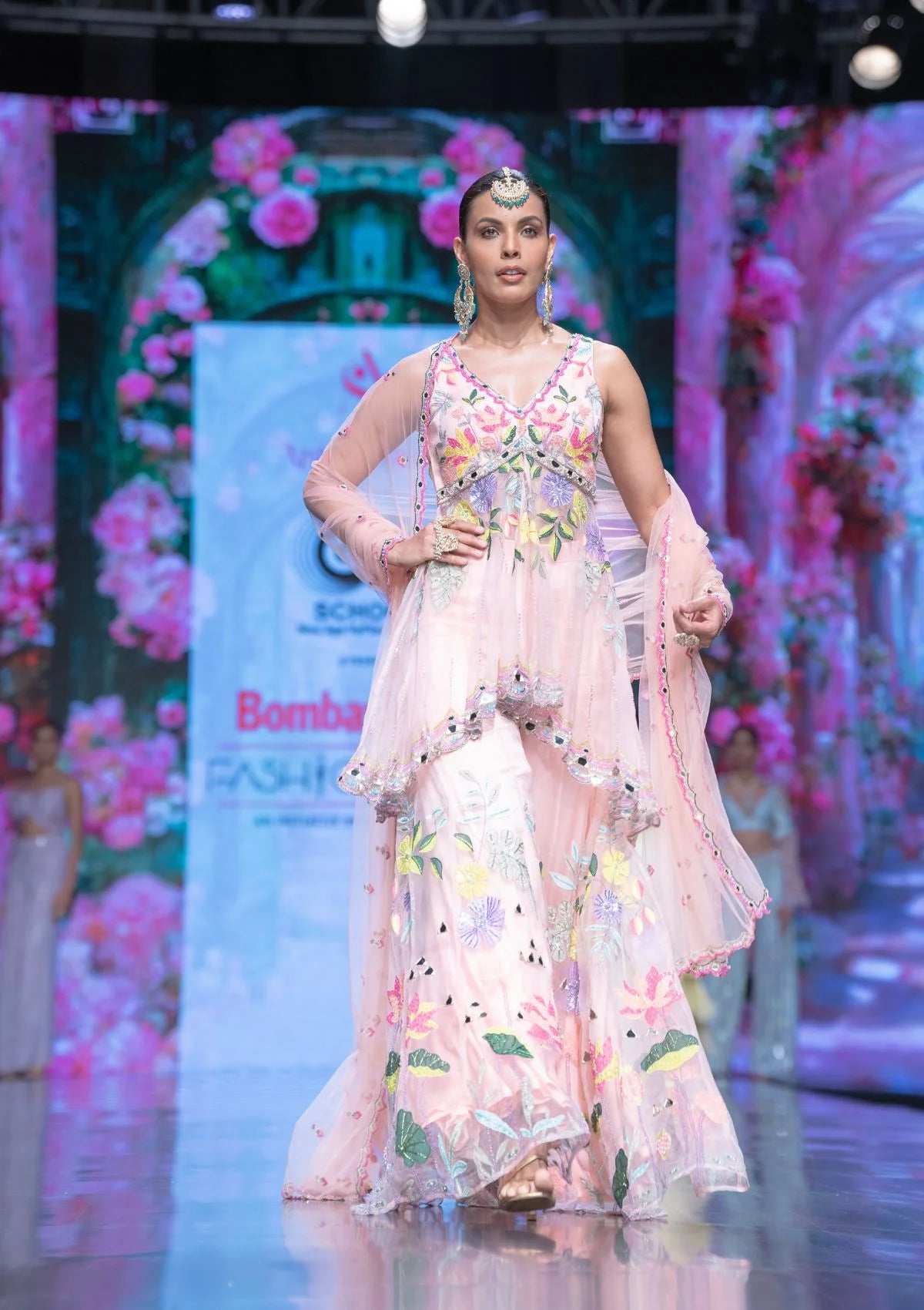 The Gardenia Short Anarkali With Falred Pants In Blush Pink