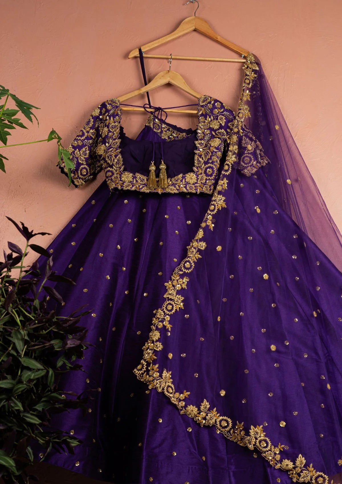 Enchanted Violet & Gold Lehenga Set