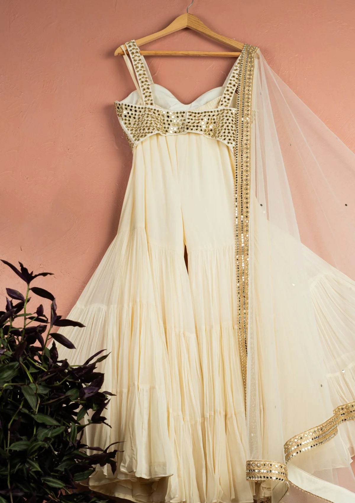 Ivory Mirror Brilliance Blouse with Sharara Set