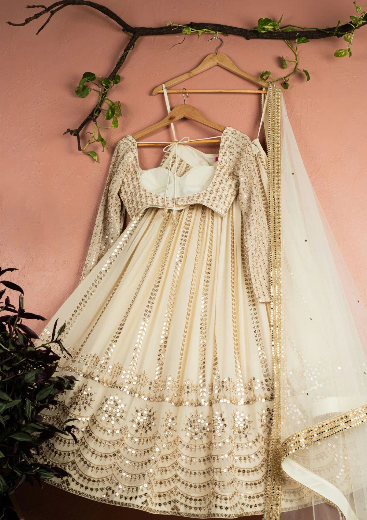 Ivory Sequin Starlight Lehenga Set