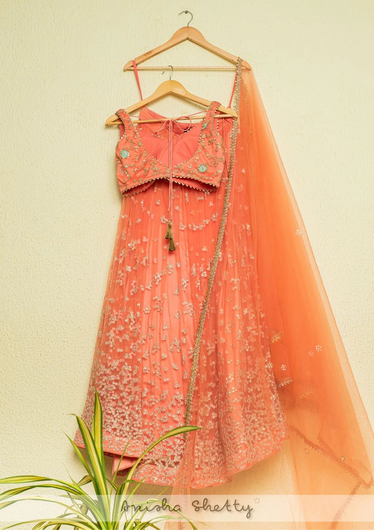 Melon Orange Lehenga Set