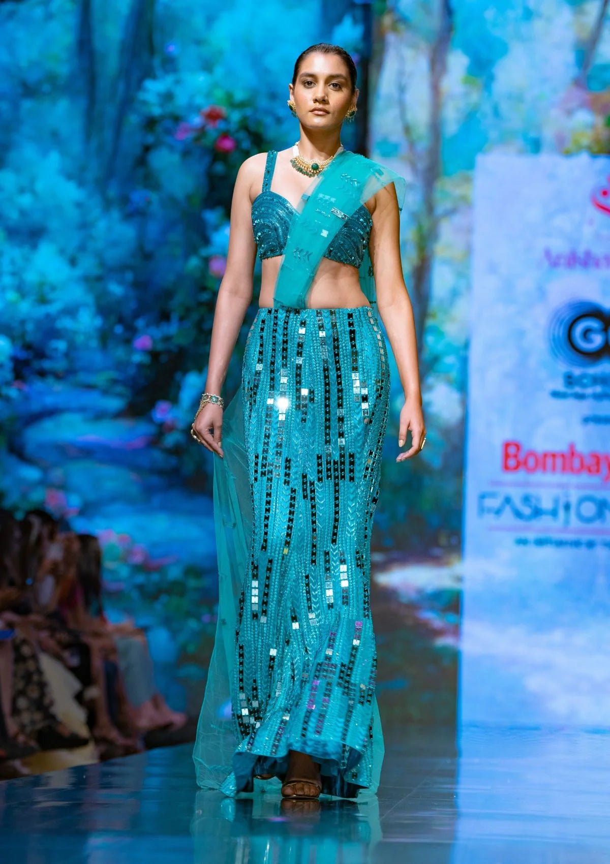 The Dawn Prestitched Saree in Teal Blue