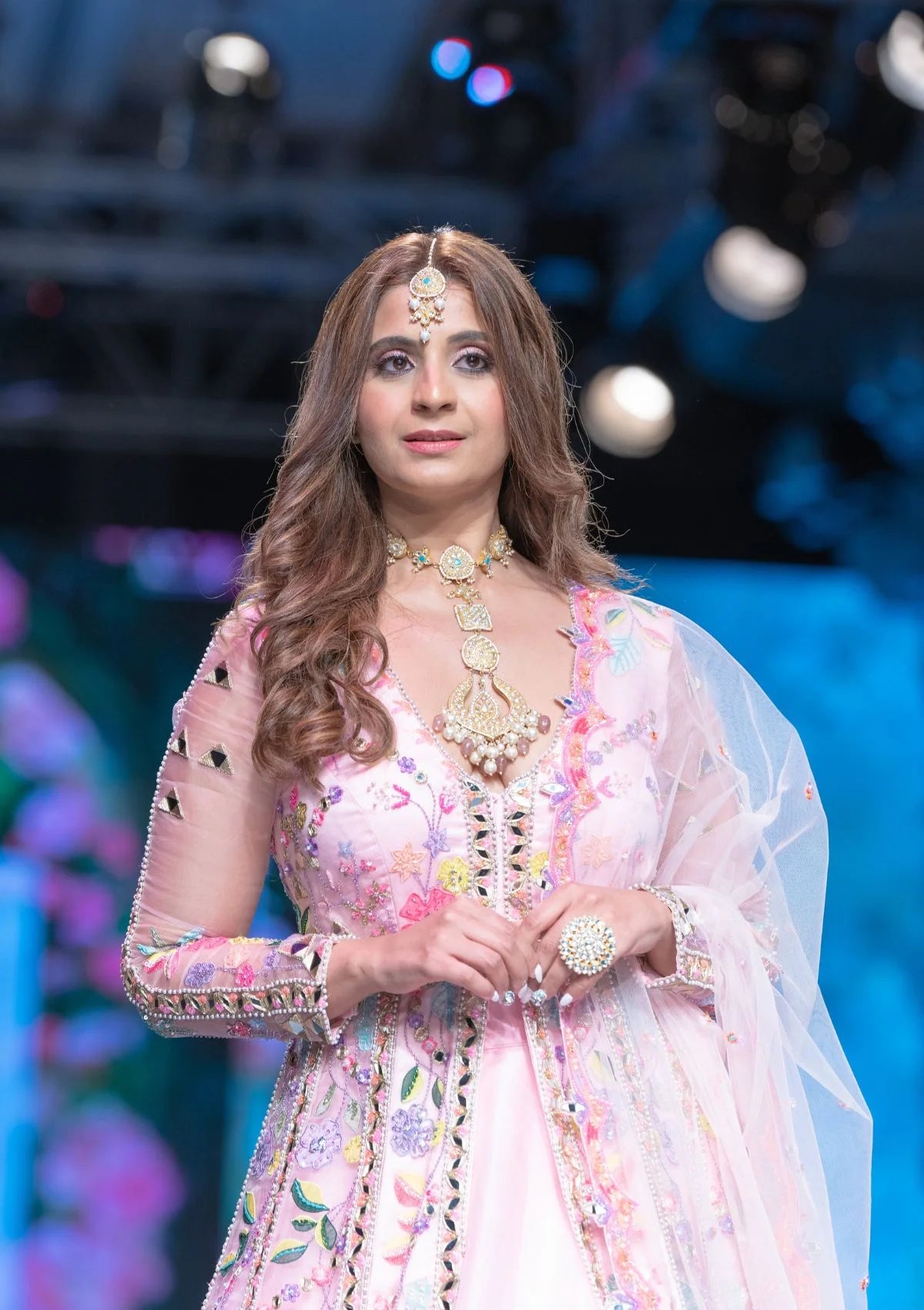 The Flamingo Forest Gardenia Anarkali In Blush Pink
