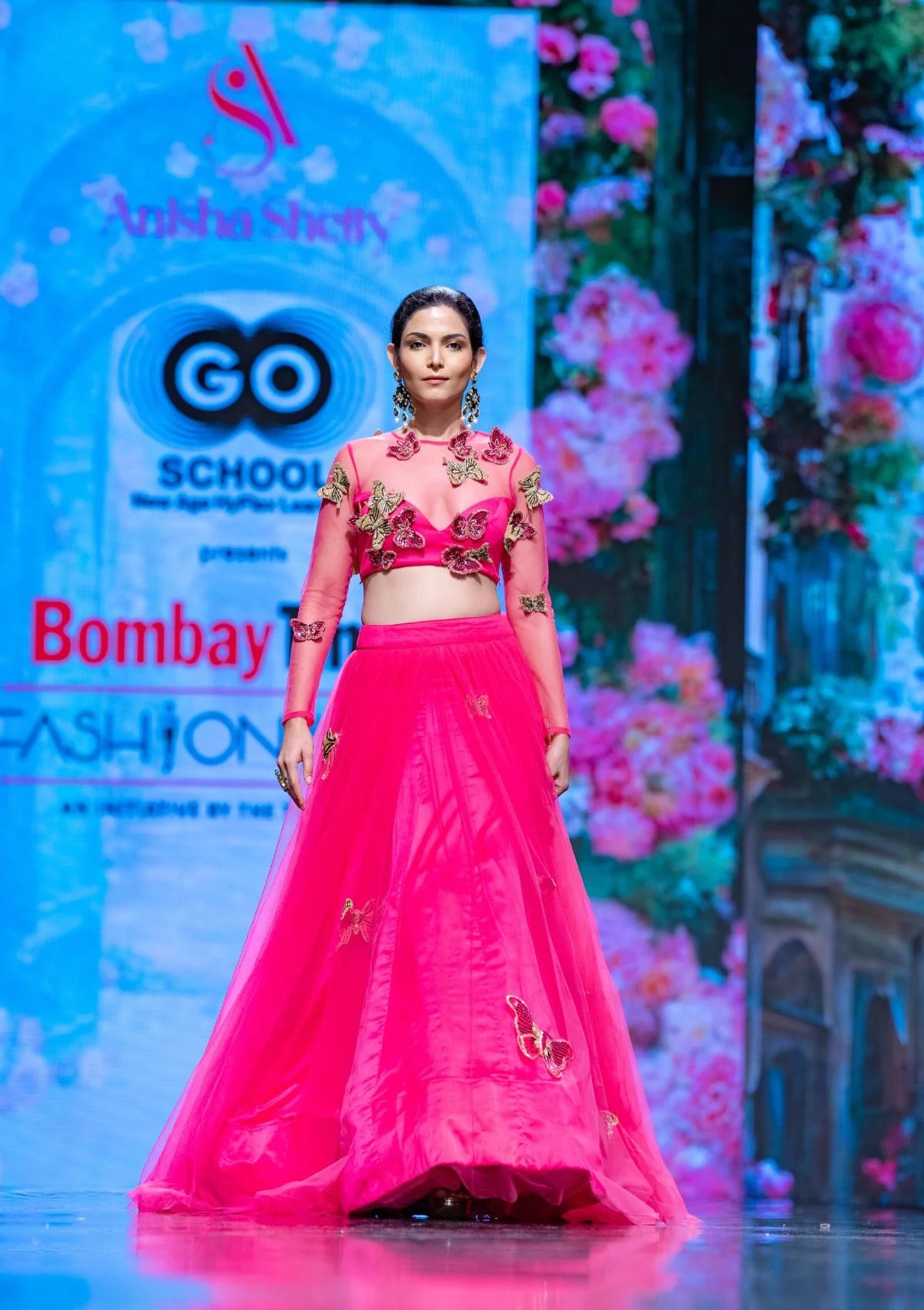 The Butterfly Effect Lehenga In Fiery Pink