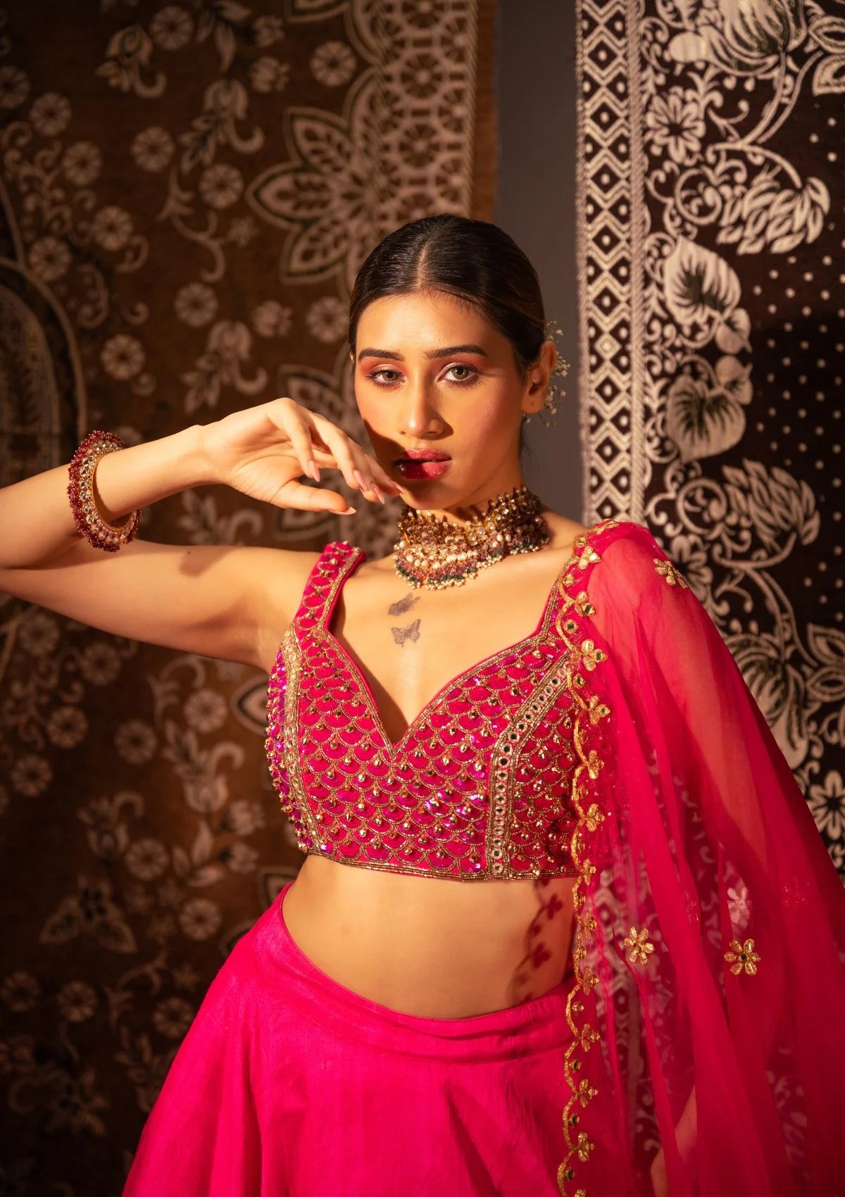 Raspberry Pink Ghungroo Blouse Lehenga Set
