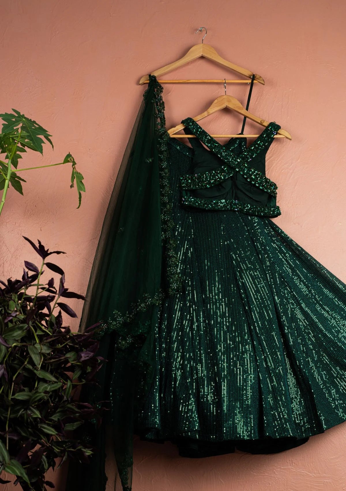 Jade Green Sequin Lehenga Set