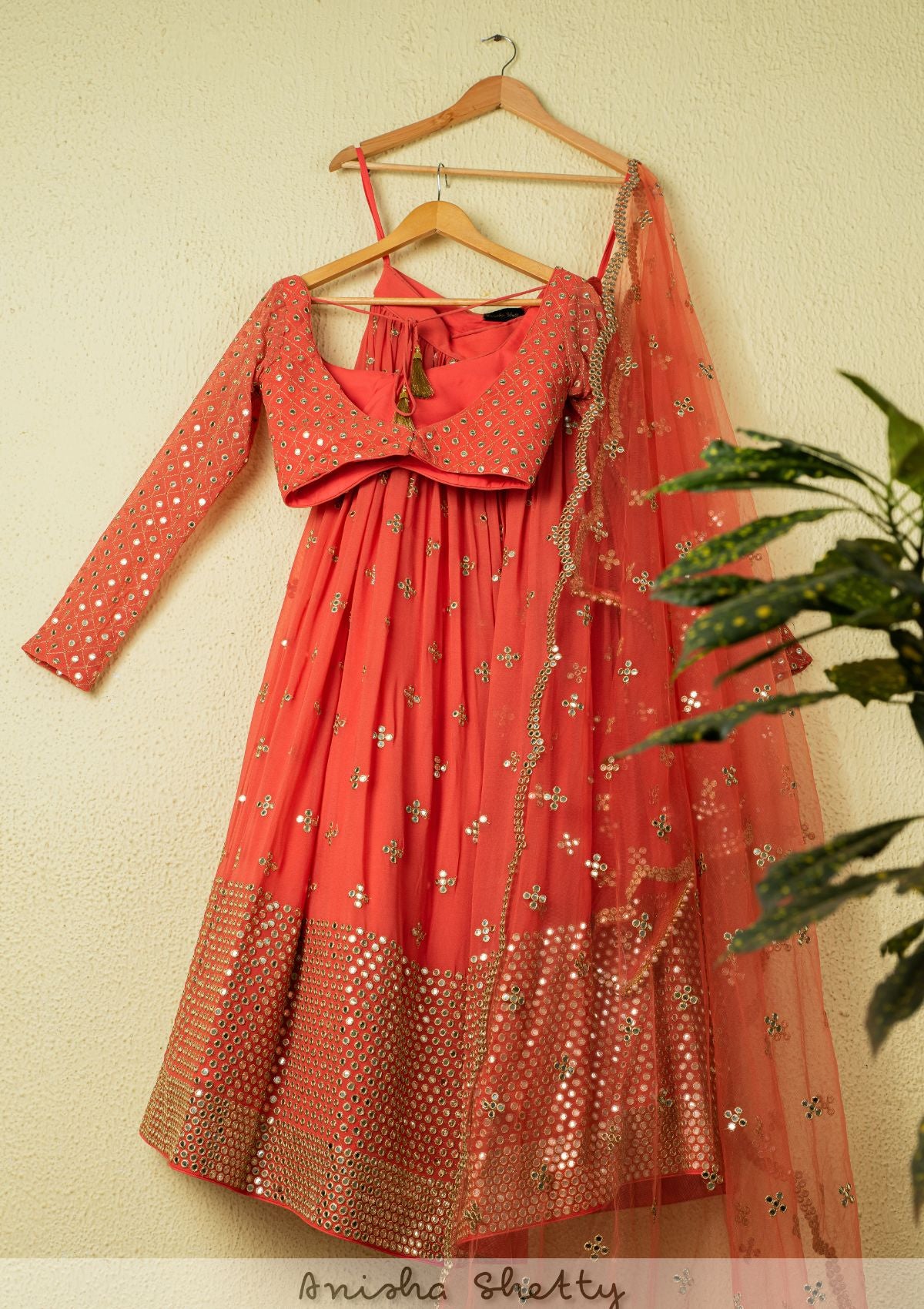 Sunset Orange Abla Lehenga Set