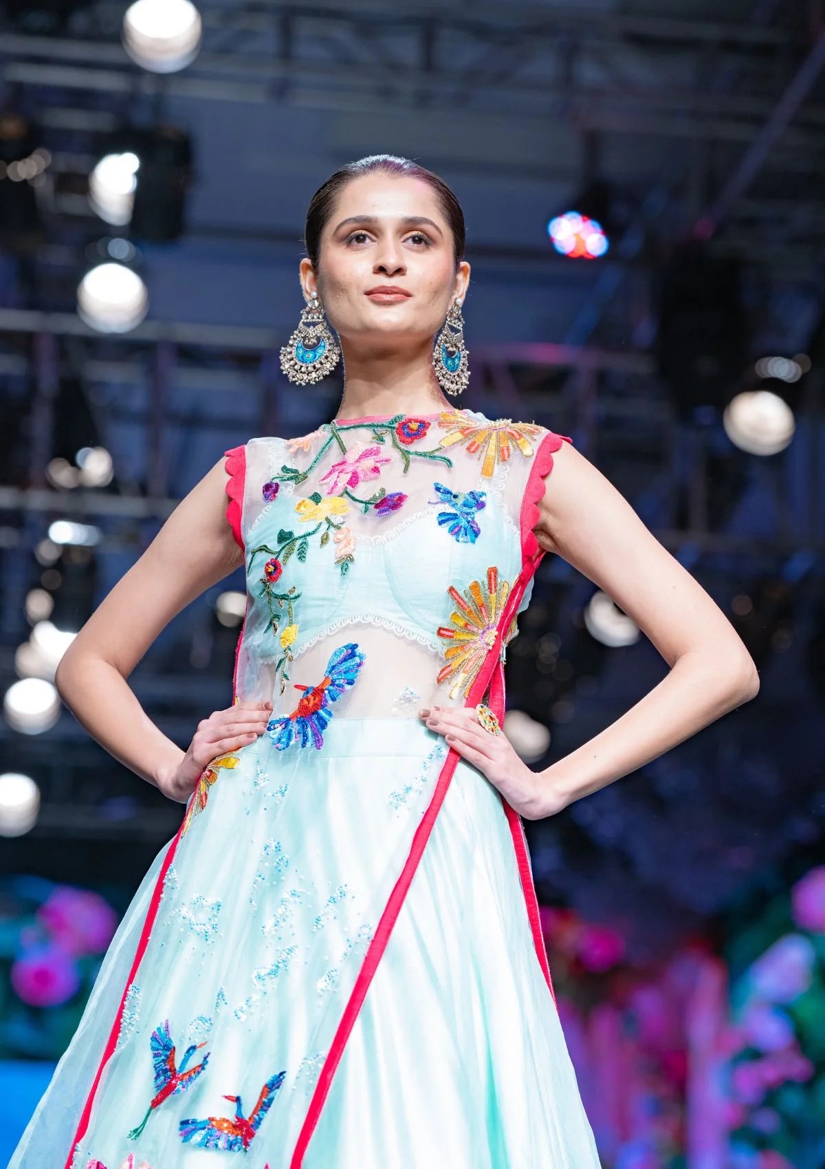 The Lotus Pond Kurta Lehenga Set in Aqua Green