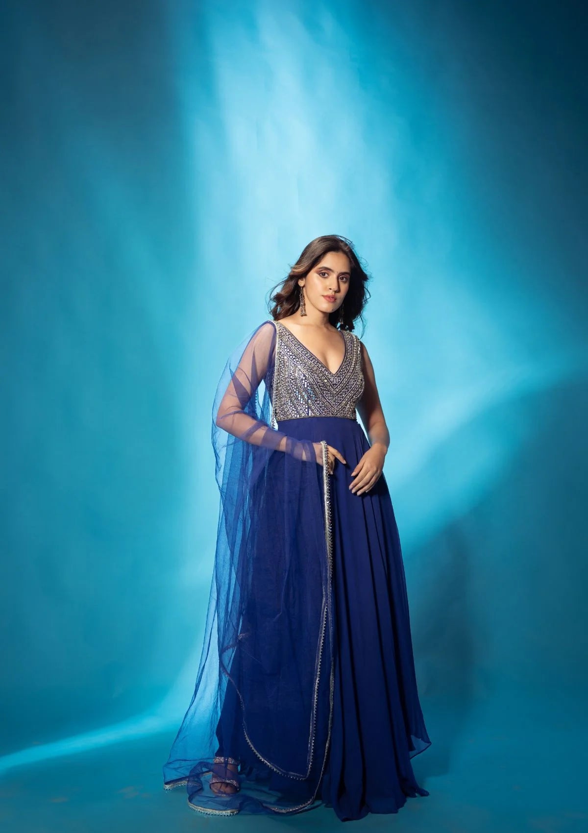 Azure Blue Anarkali Set