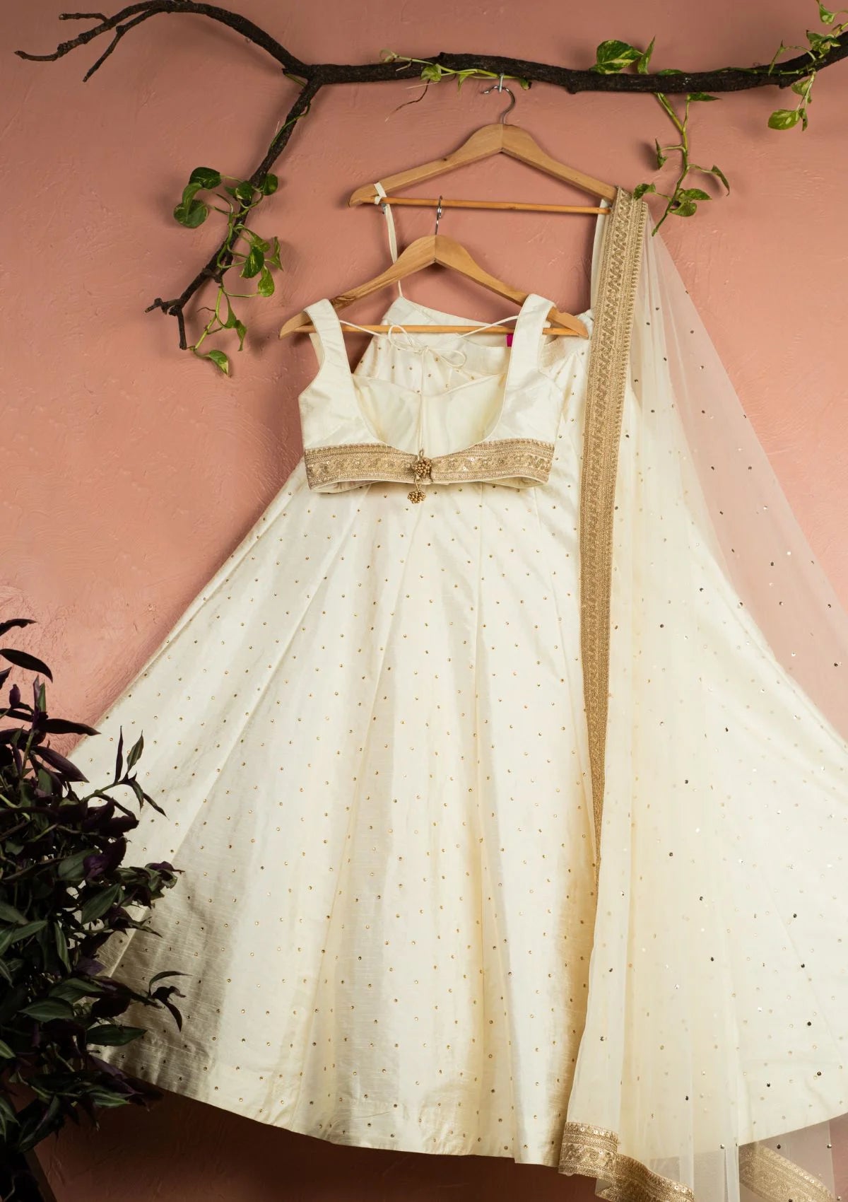 Ivory Stonework Lehenga Set