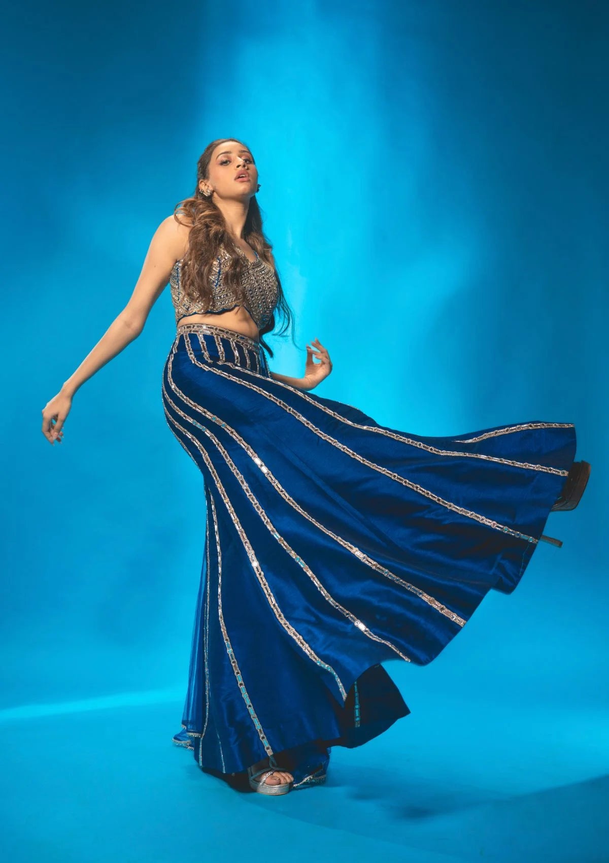 Azure Blue Sharara Set