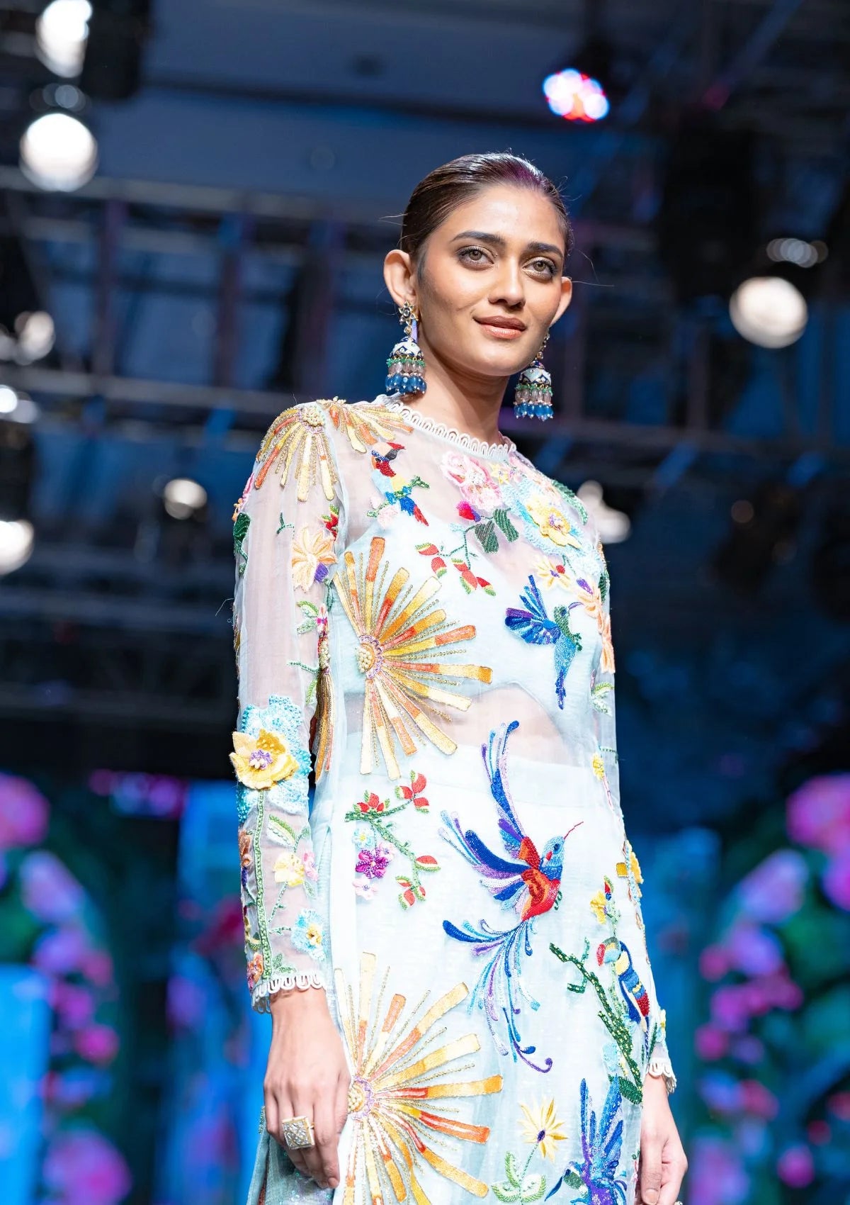 The Hummingbird Sunray Sheer Kurta in Celeste Blue