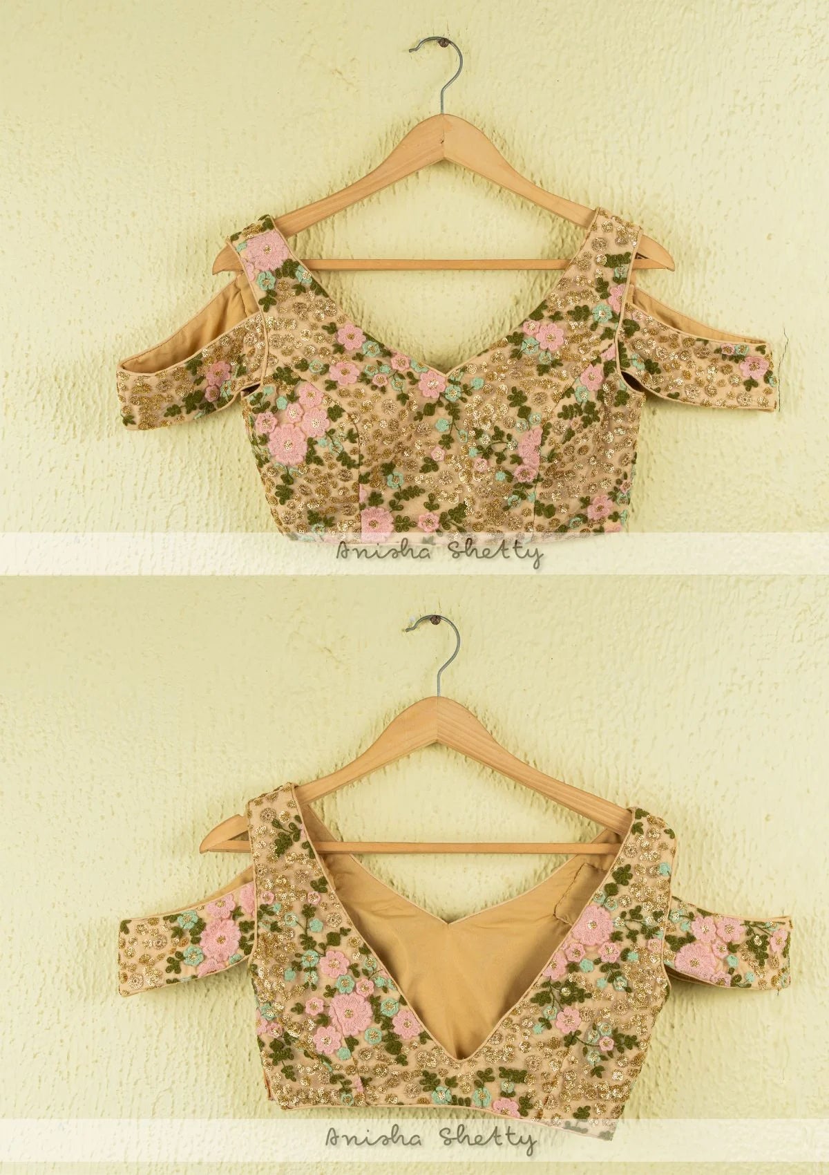 Mint Green Sequin Lehenga with Oyster Floral Blouse & Pink Dupatta