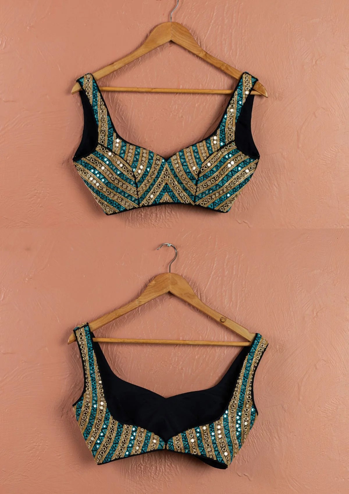 Ivory Midnight Blue Mirror Magic Sharara Set