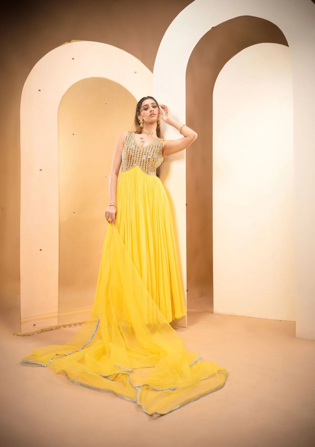 Lemon Yellow Anarkali Set