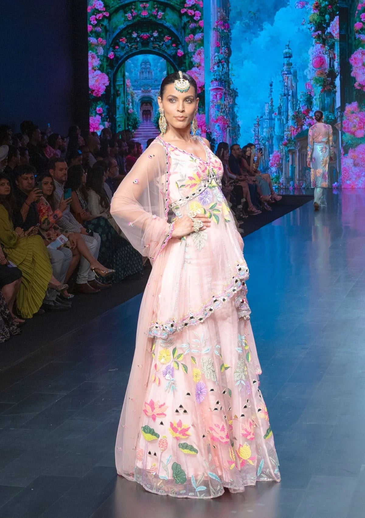 The Gardenia Short Anarkali With Falred Pants In Blush Pink