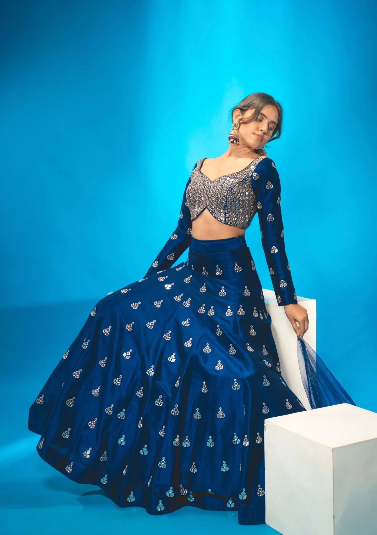Navy Blue Lehenga Set