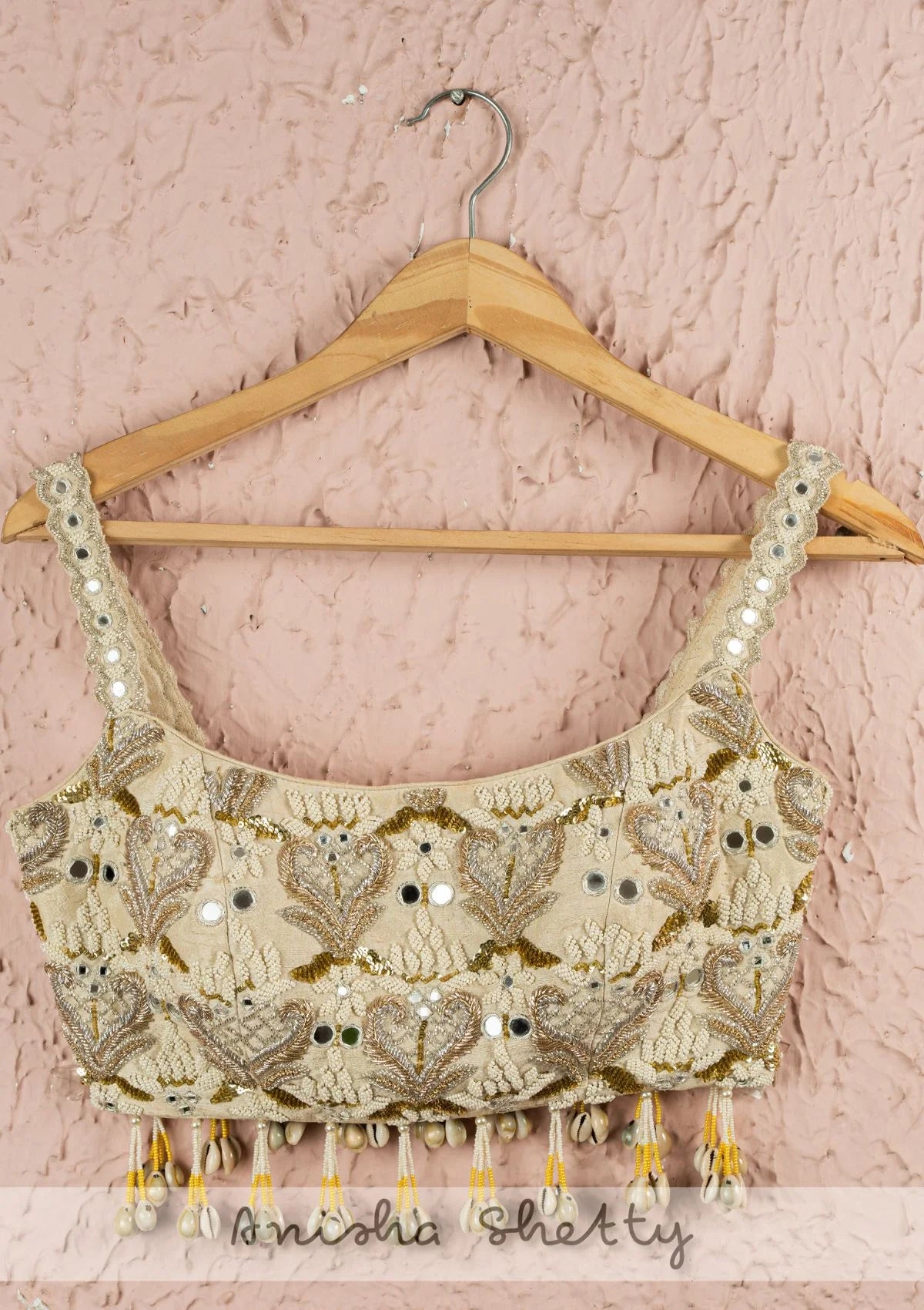 Ivory Blouse And Pleated Pallazo With Yellow Embroidered Cape