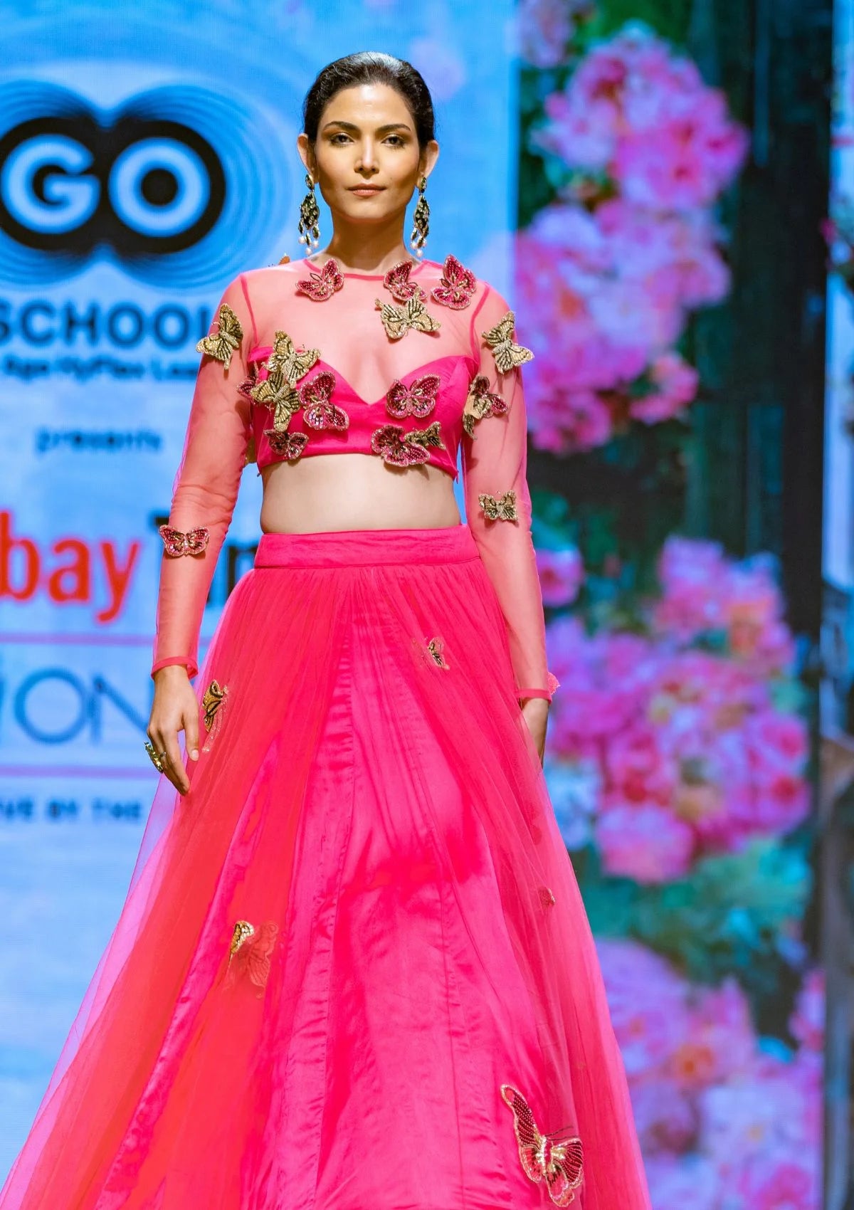 The Butterfly Effect Lehenga In Fiery Pink