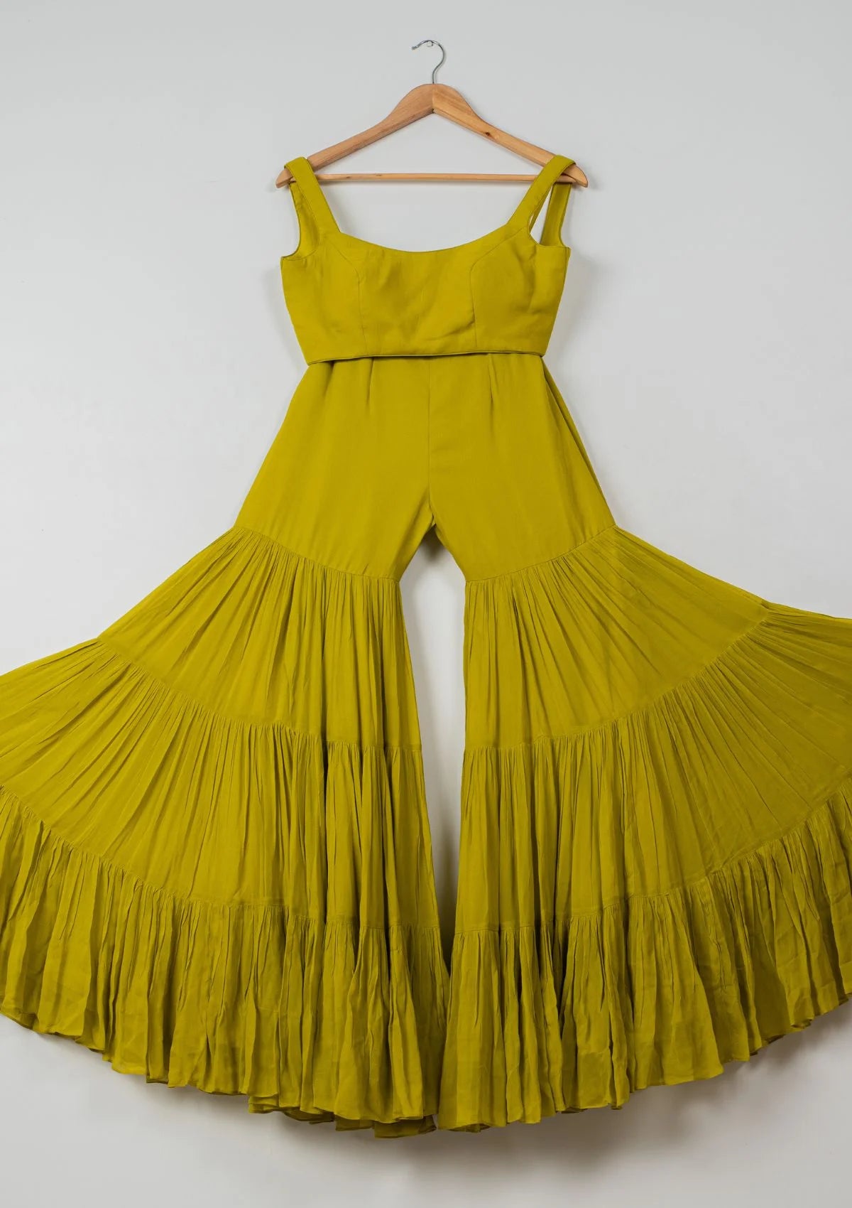 Chartreuse Green Sharara with Yellow Multicolor Jacket
