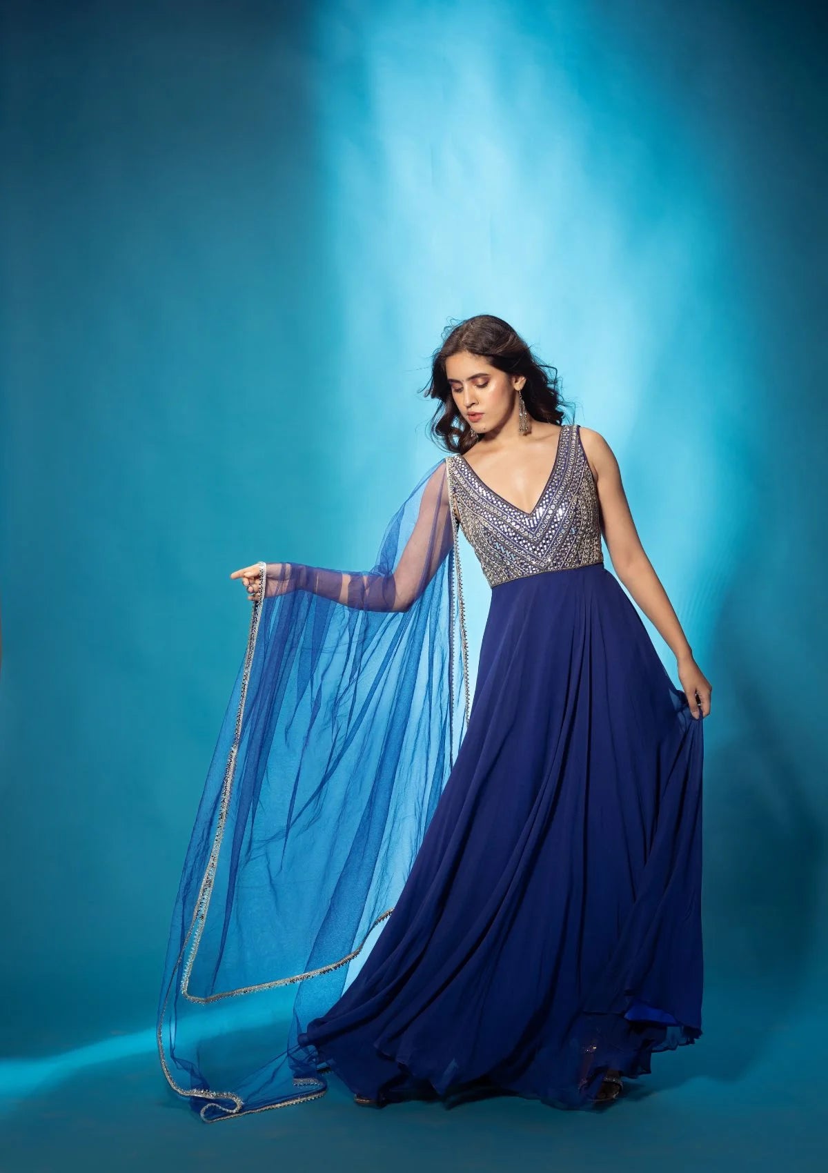 Azure Blue Anarkali Set