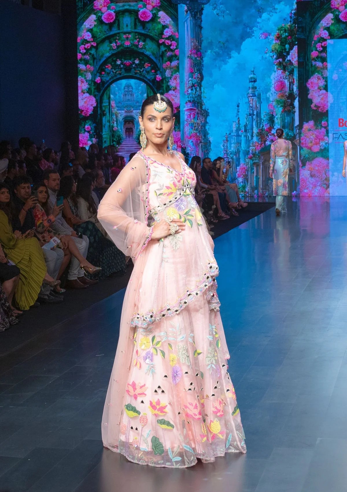 The Gardenia Short Anarkali With Falred Pants In Blush Pink