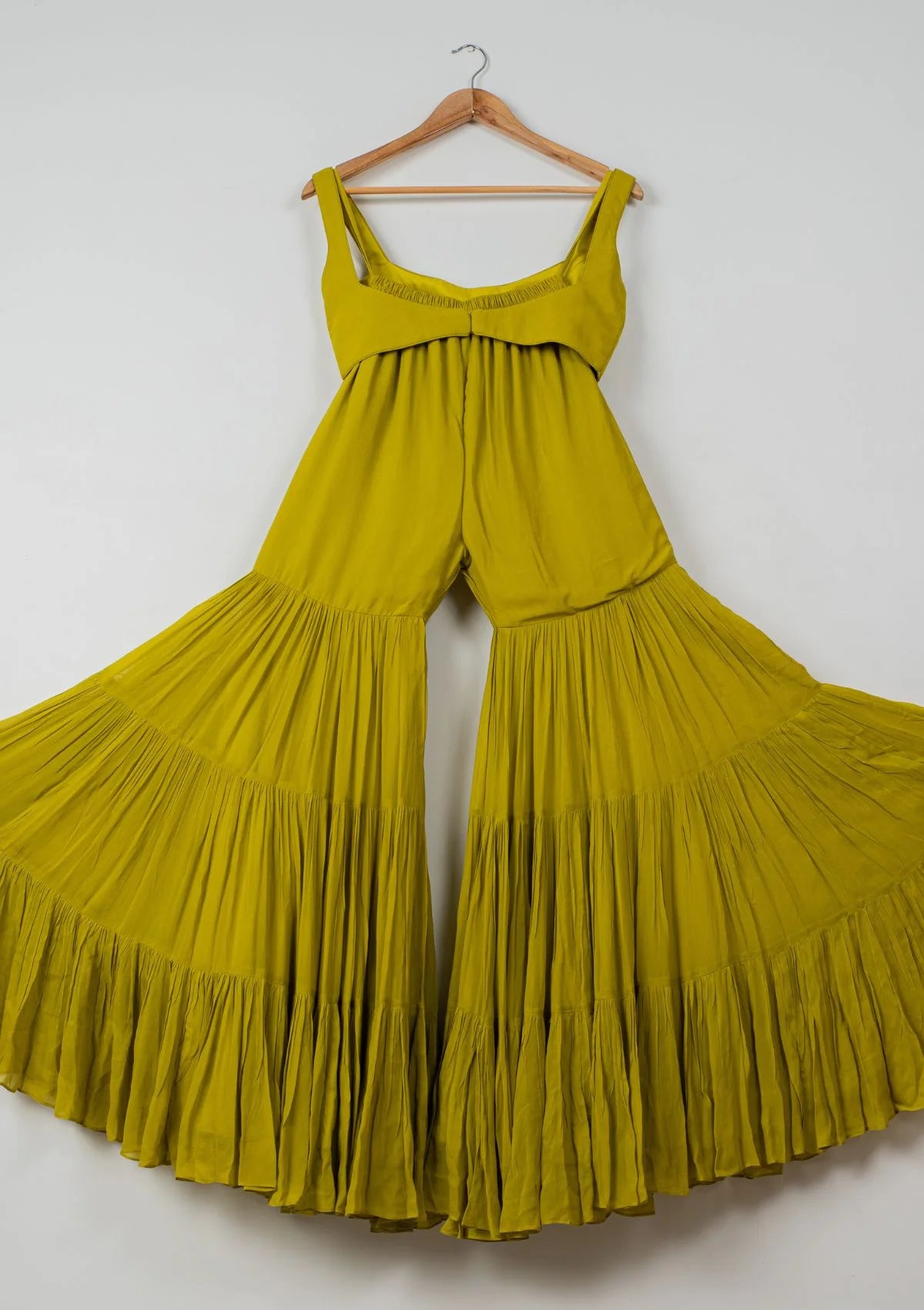 Chartreuse Green Sharara with Yellow Multicolor Jacket