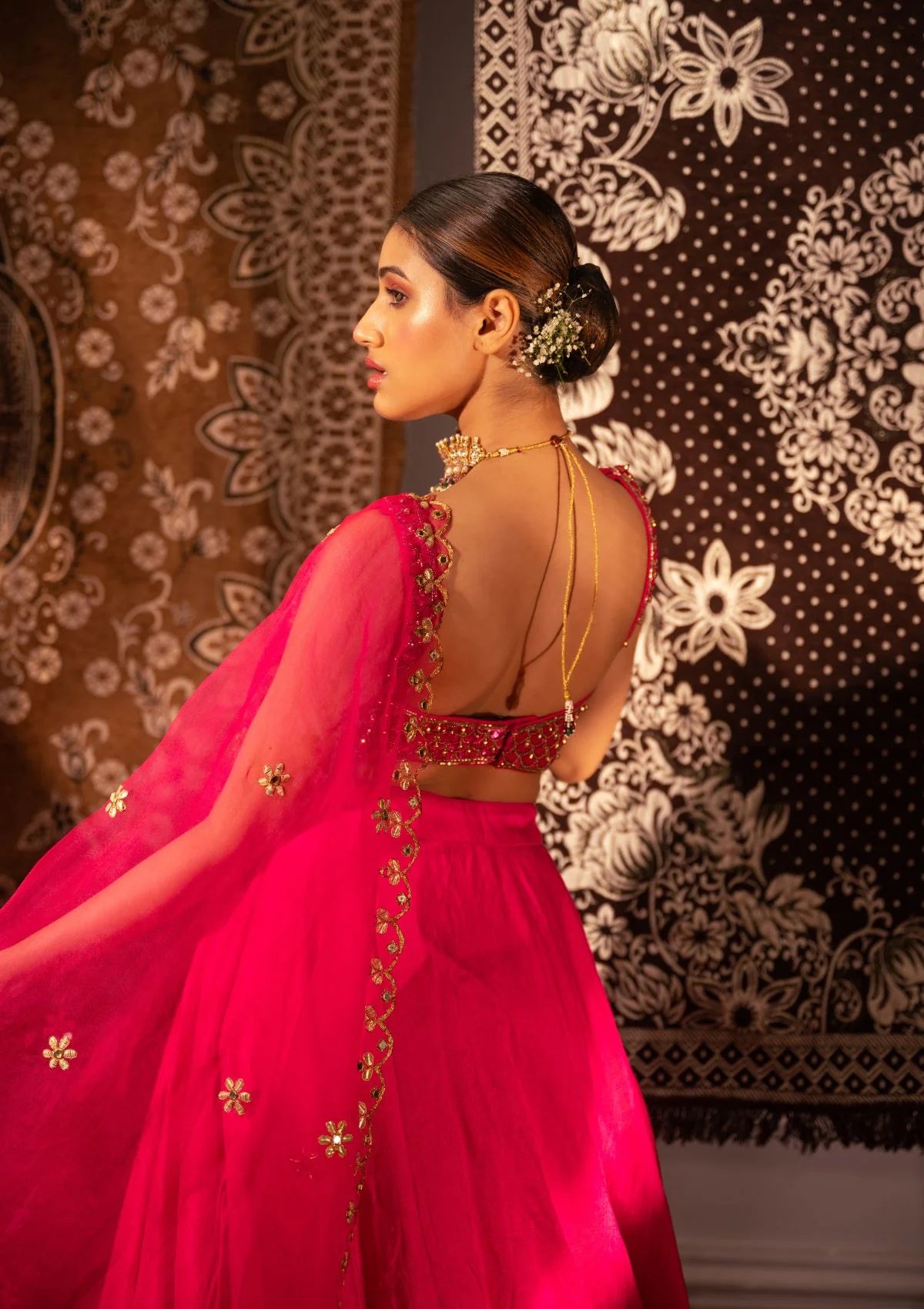 Raspberry Pink Ghungroo Blouse Lehenga Set