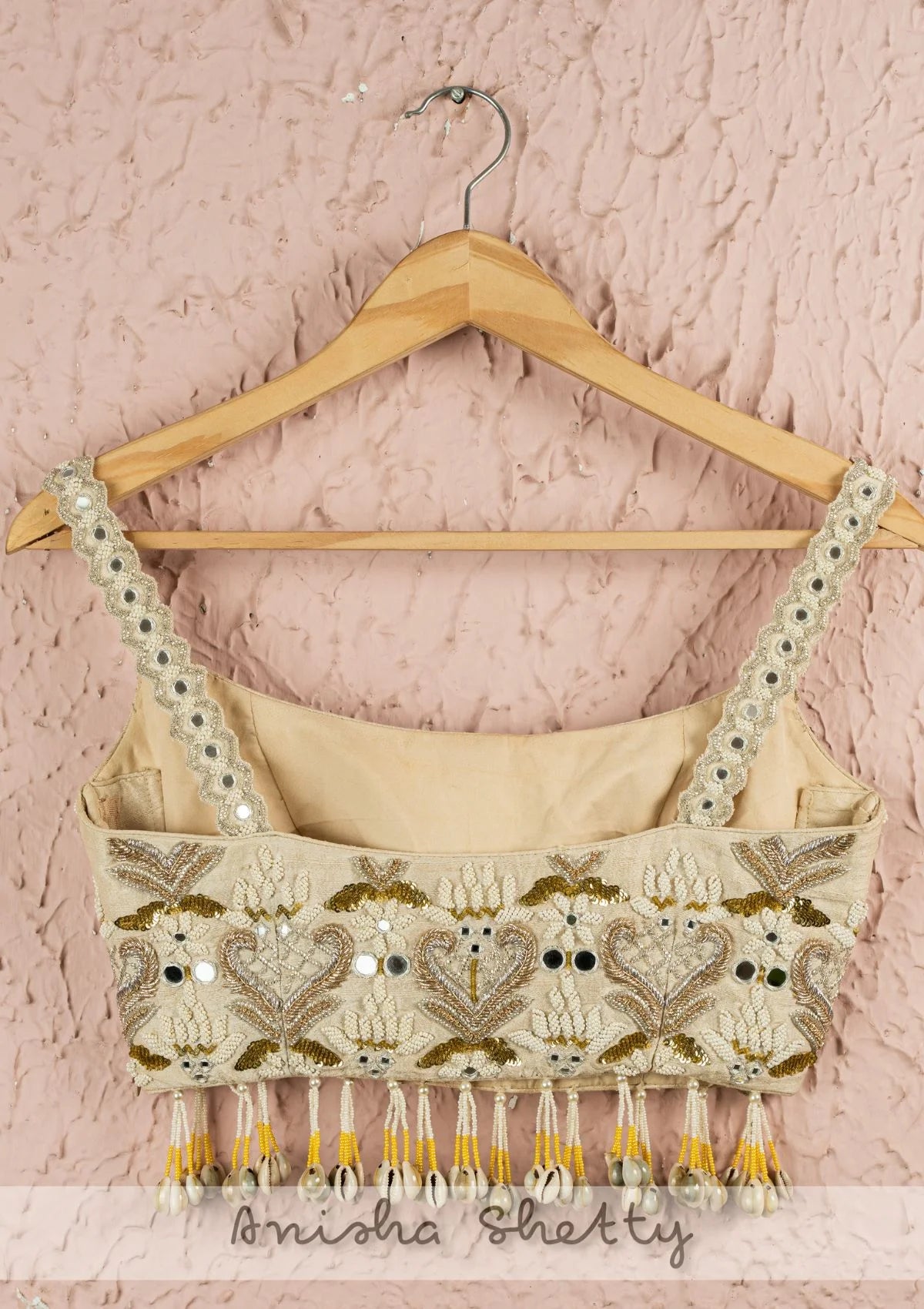 Ivory Blouse And Pleated Pallazo With Yellow Embroidered Cape