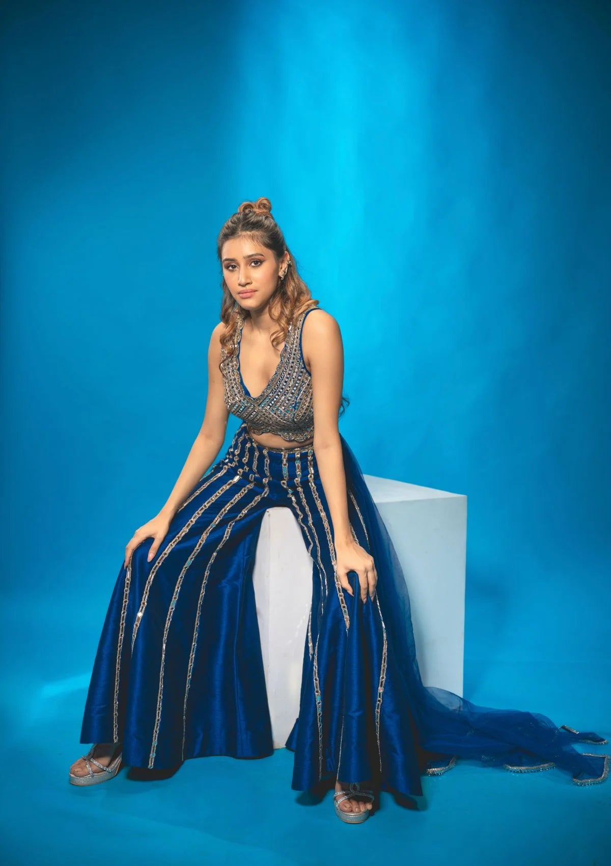 Azure Blue Sharara Set