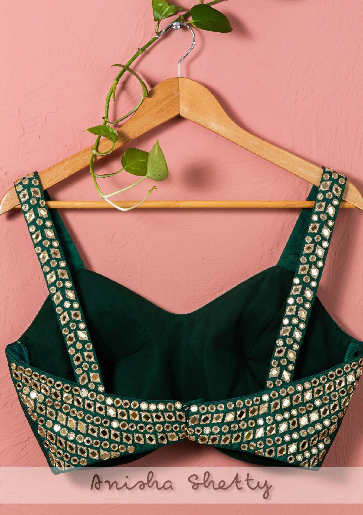 Forest Green Mirror Blouse With Abla Lehenga & Dupatta