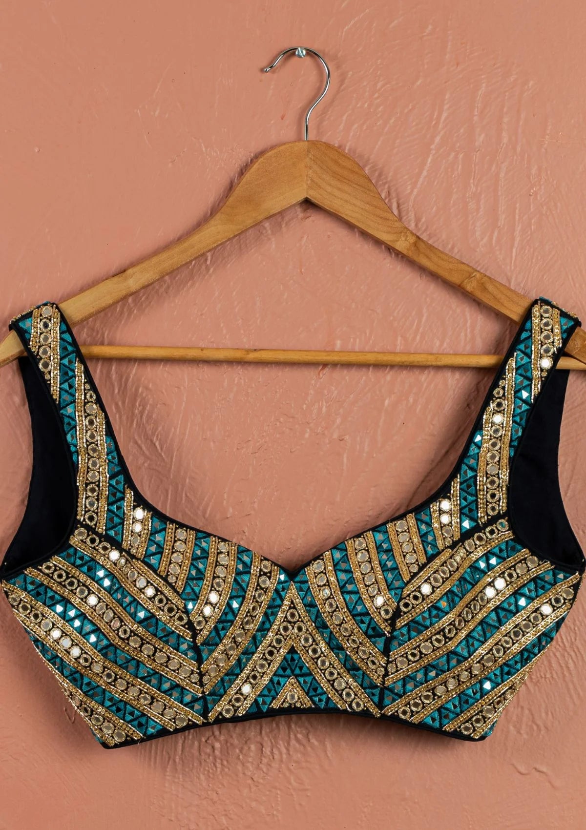 Ivory Midnight Blue Mirror Magic Sharara Set