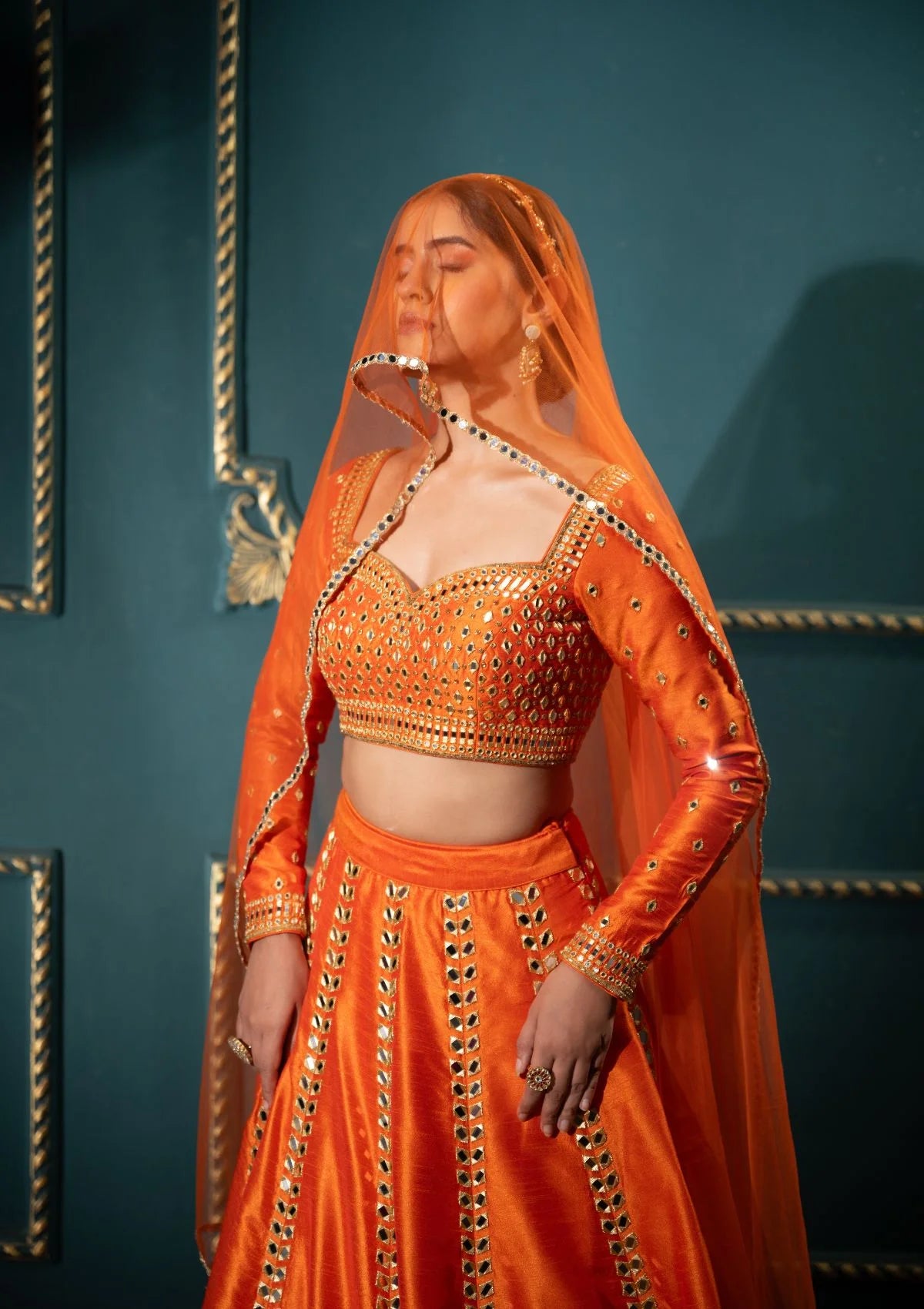 Persimmon Mirror Lehenga Set