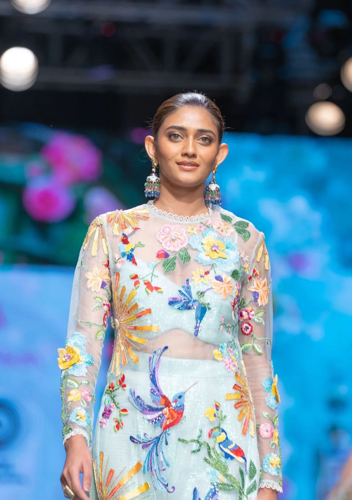 The Hummingbird Sunray Sheer Kurta in Celeste Blue