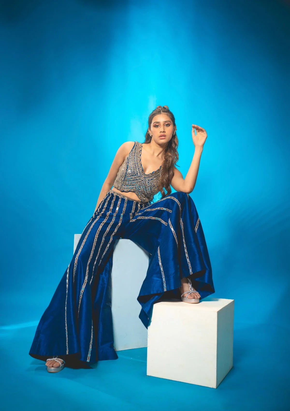 Azure Blue Sharara Set