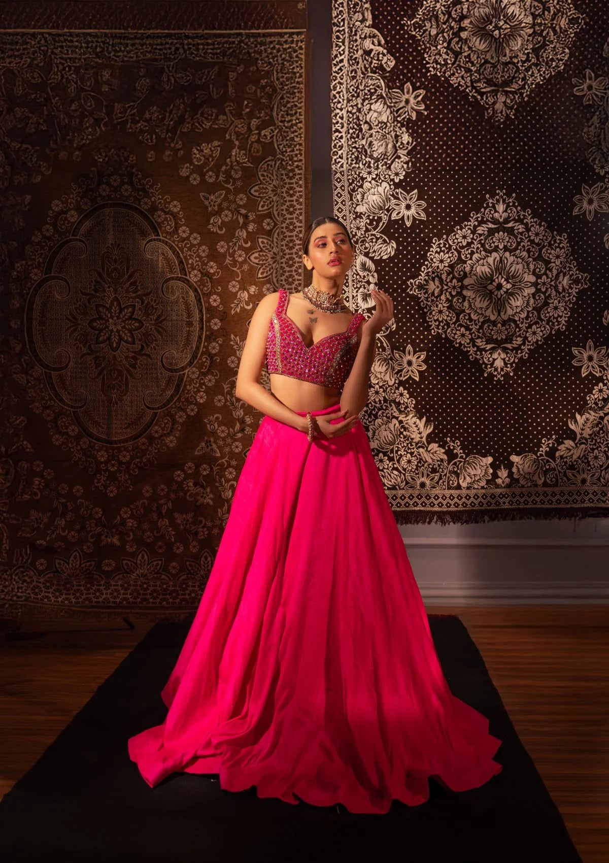 Raspberry Pink Ghungroo Blouse Lehenga Set