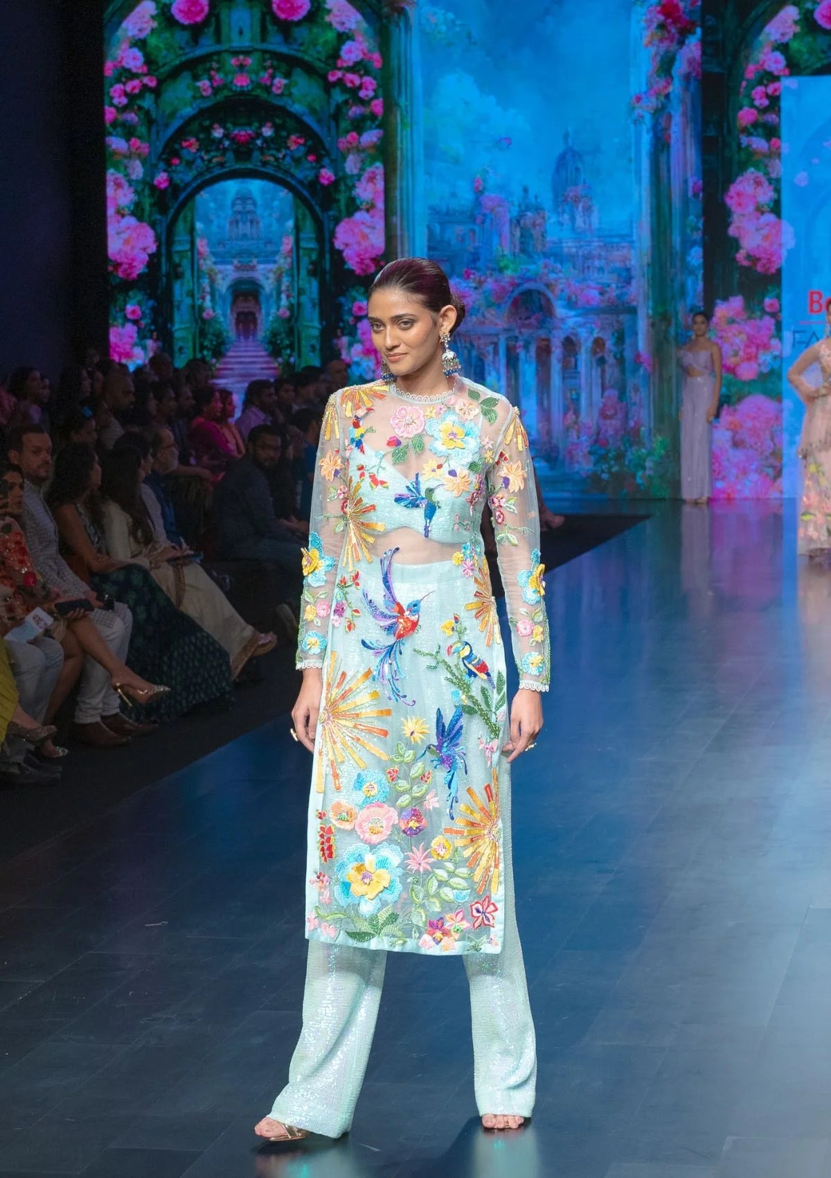 The Hummingbird Sunray Sheer Kurta in Celeste Blue