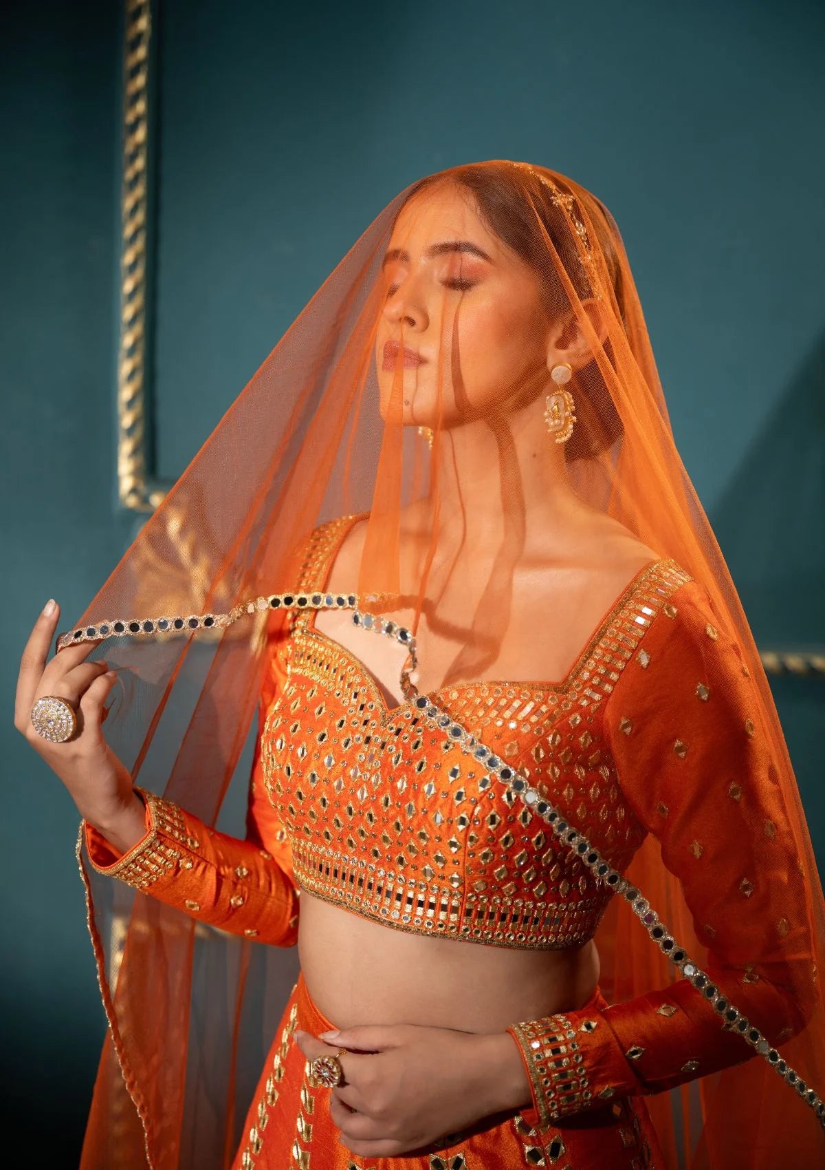 Persimmon Mirror Lehenga Set