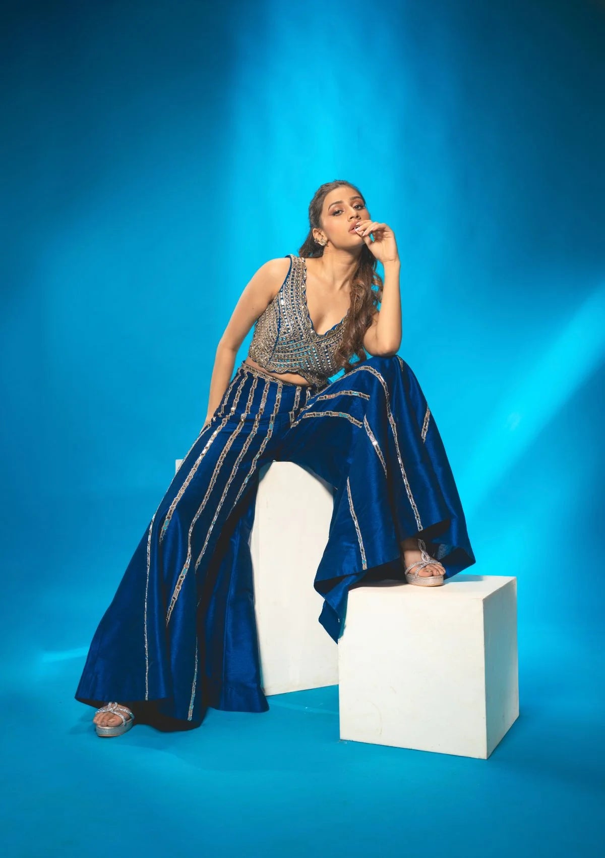 Azure Blue Sharara Set