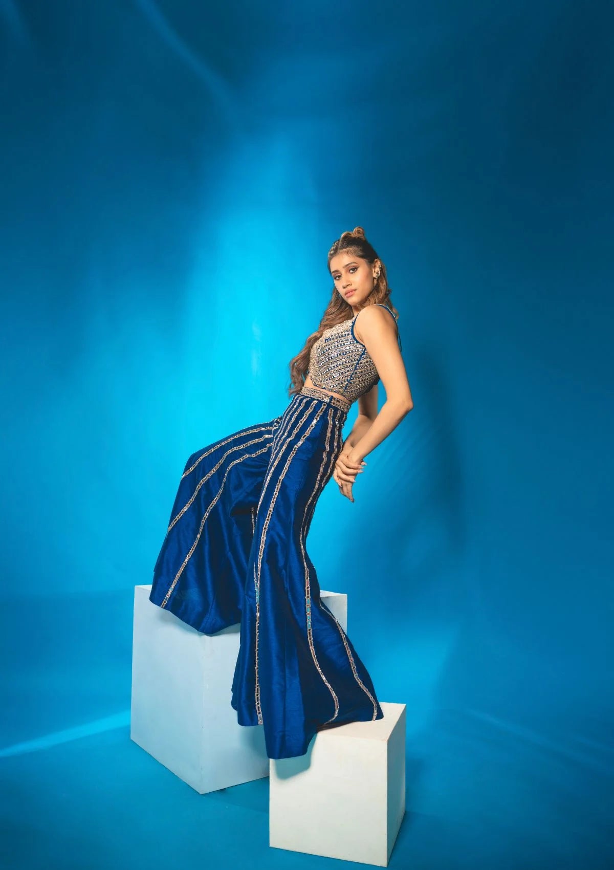 Azure Blue Sharara Set
